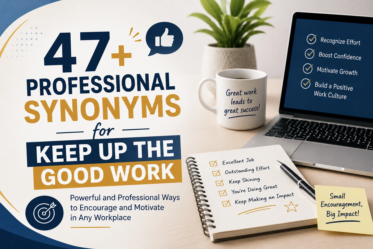 professional synonyms for keep up the good work
